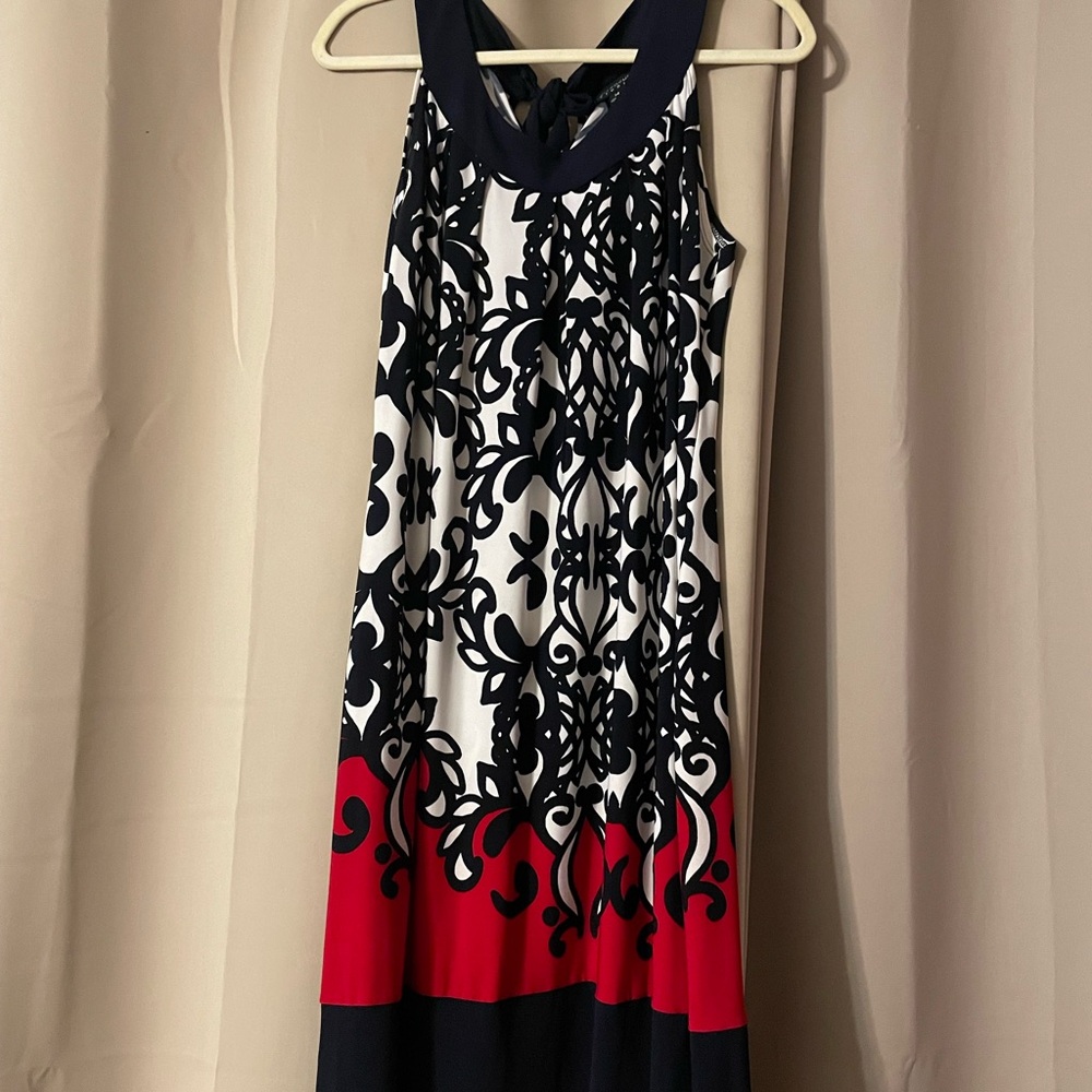 Enfocus Studio Navy and Red Maxi Dress